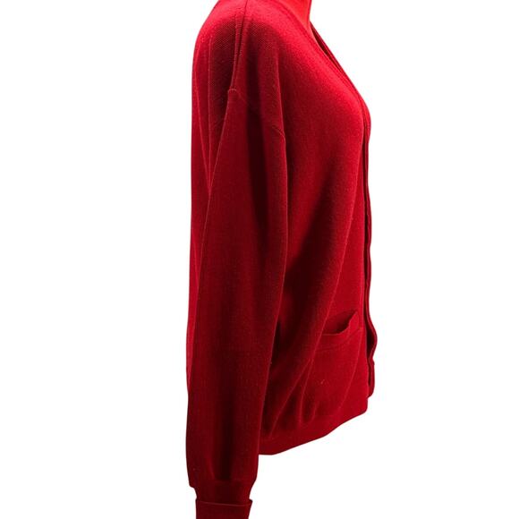 Geoffrey Beene Vintage Red V Neck Button Down Varsity Cardigan Women XL - Picture 2 of 7